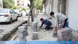 اجرای کفپوش بتنی پیاده شرقی رو خیابان آزادگان جنوبی