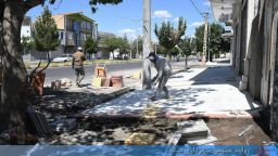 اجرای کفپوش پیاده روی ضلع شمالی خیابان فجر