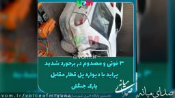 ۳ فوتی و مصدوم در برخورد پراید با دیواره پل قطار مقابل پارک‌جنگلی