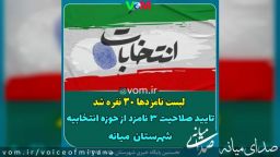 جدیدترین خبر از انتخابات مجلس/ تایید صلاحیت سه نامزد از حوزه انتخابیه میانه/ لیست ۳۰ نفره شد