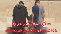 دستگیری ۲ سارق و کشف ۱۴ فقره سرقت سیم و کابل برق در شهرستان میانه