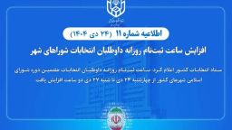 افزایش ساعت ثبت‌نام روزانه داوطلبان انتخابات شوراهای شهر