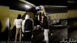 تصادف مرگبار کامیون و اتوبوس با ۲۰ مصدوم و یک فوتی در محور سرچم-اردبیل +تصاویر 
