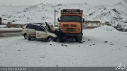 تصویری از تصادف در محور میانه-زنجان با ۶ مصدوم